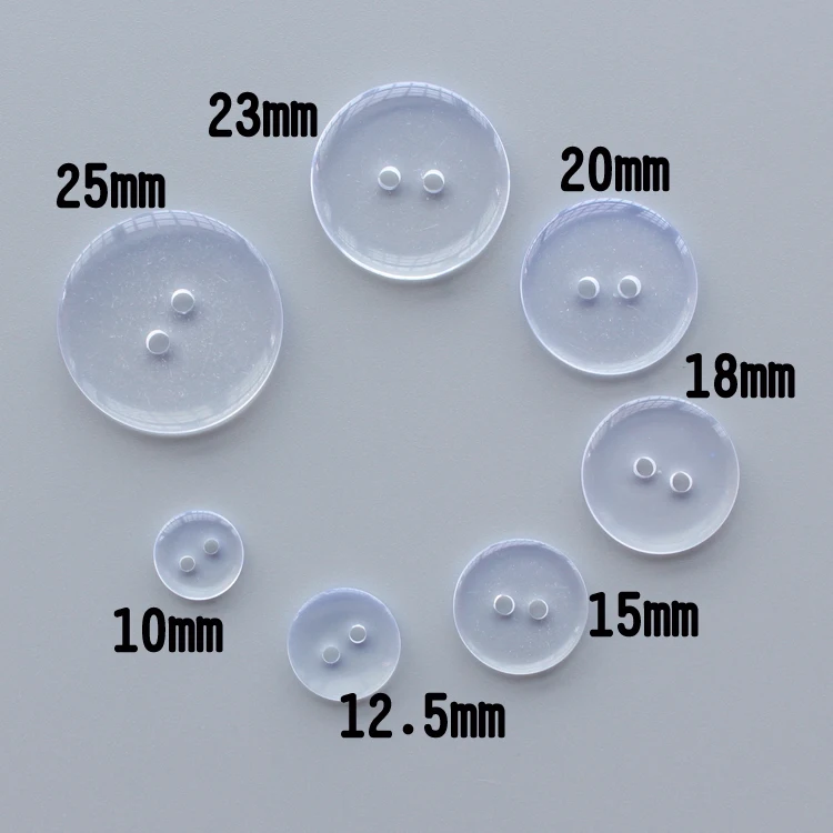 Custom Botones Para Camisas Polyester Button Sew 2 Holes Clear Resin Shirt Buttons for Clothes