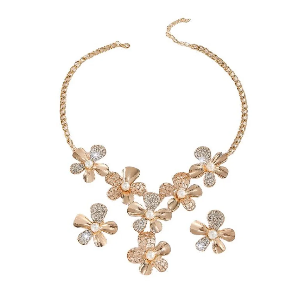 Elegant Gold Rhinestone Drop Earrings Set