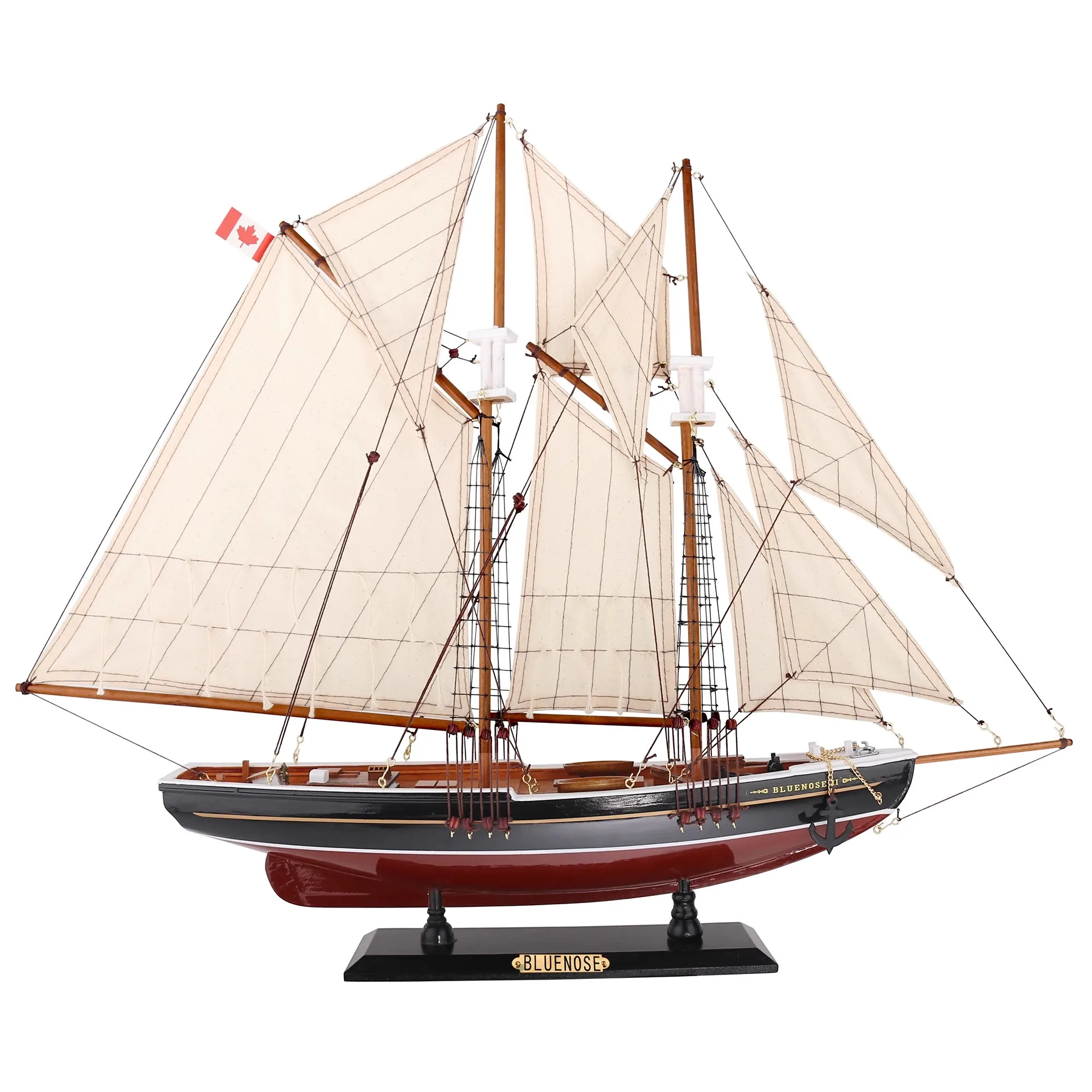 Wooden Bluenose Sailboat Model For Home Decoration, Tabletop Decor