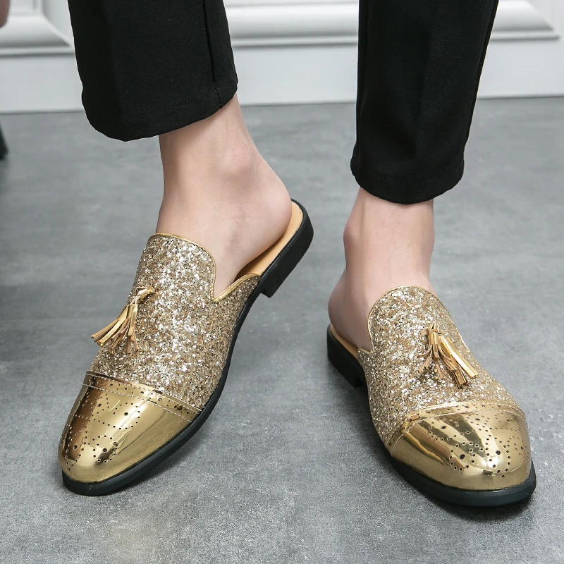 mens gold dress loafers Men Tuxedo Shoes MSD-035 Gold