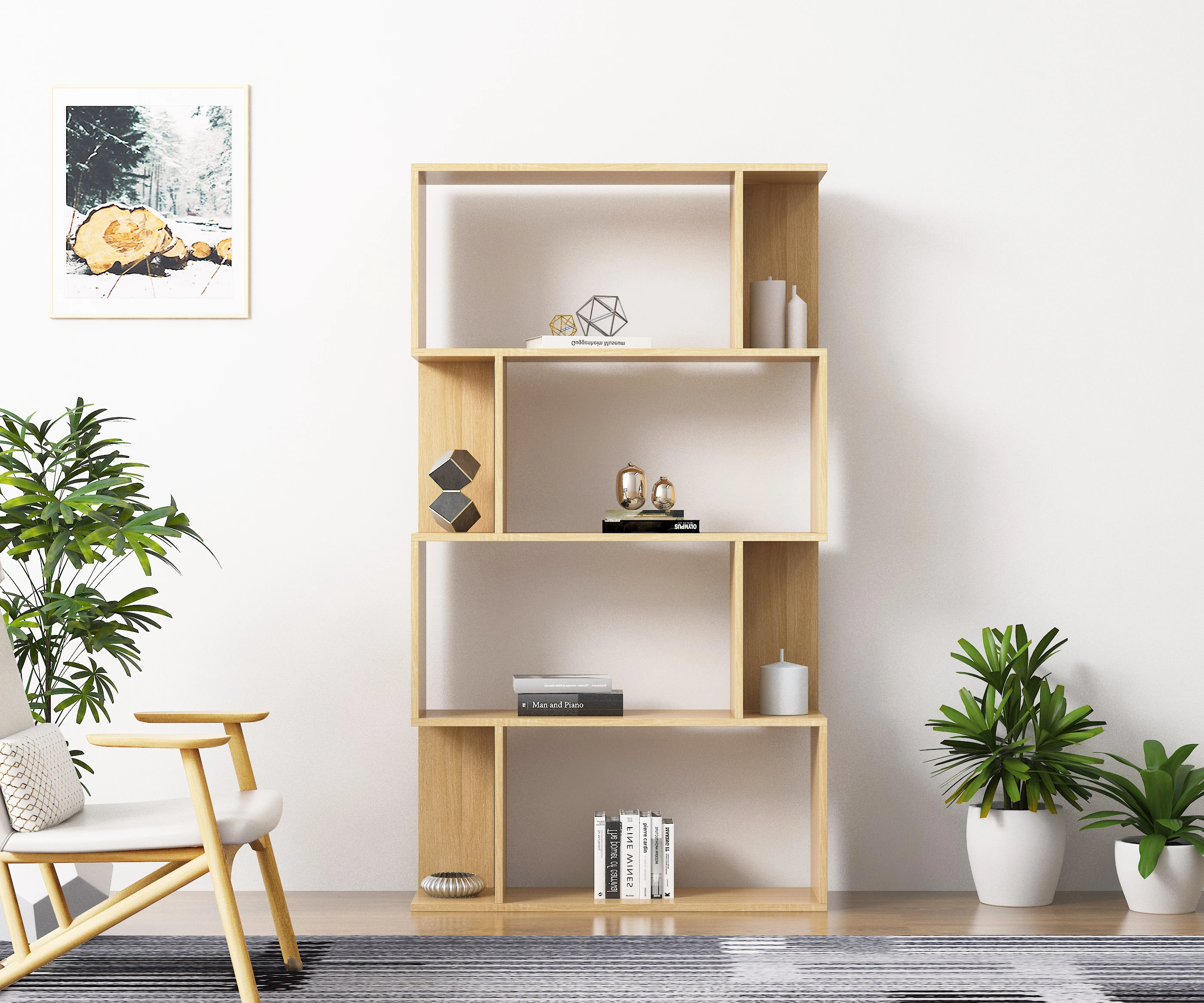 Library White Oak Wood Bookcase Custom Library Bookshelves Small Bookshelf for Sale Modern Shelving