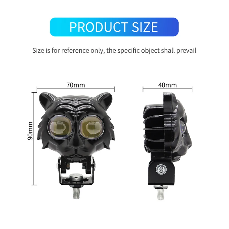 Оптовая Продажа с фабрики тигровый дизайн прожектор для мотоцикла двухцветная фара велосипеда вспомогательная Светодиодная