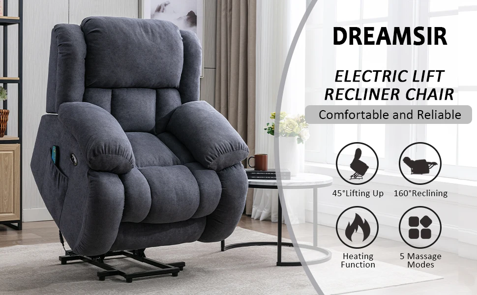 Power Lift Recliner Chair for Elderly With Heat Massage Dual Motor Lay Flat Powe Power Lift Recliner Chair for Elderly With Heat Massage Dual Motor Lay Flat Powe