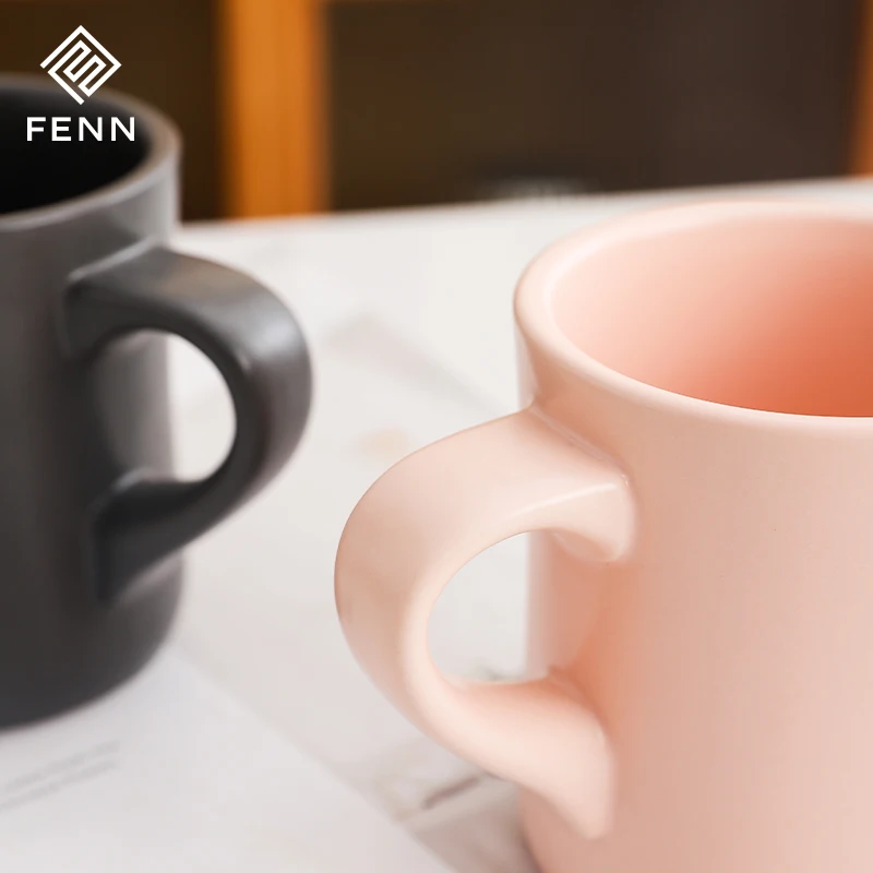 product fenn custom logo wholesale pink gray white green pottery cups matte colorful glazed ceramic coffee cup mug 350ml porcelain mug-61