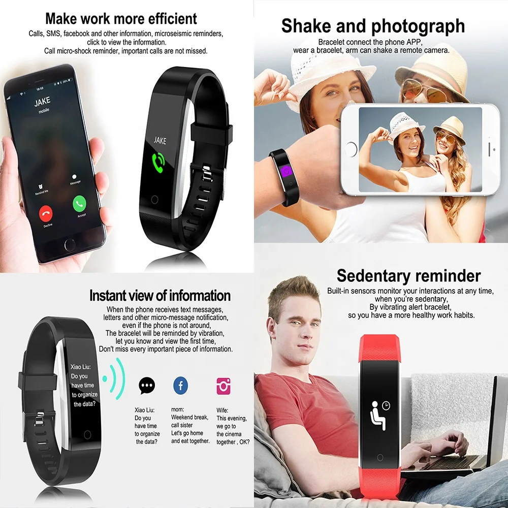 Fitness Armband Uhr Schritte Puls Blutdruck Smart Band Plus