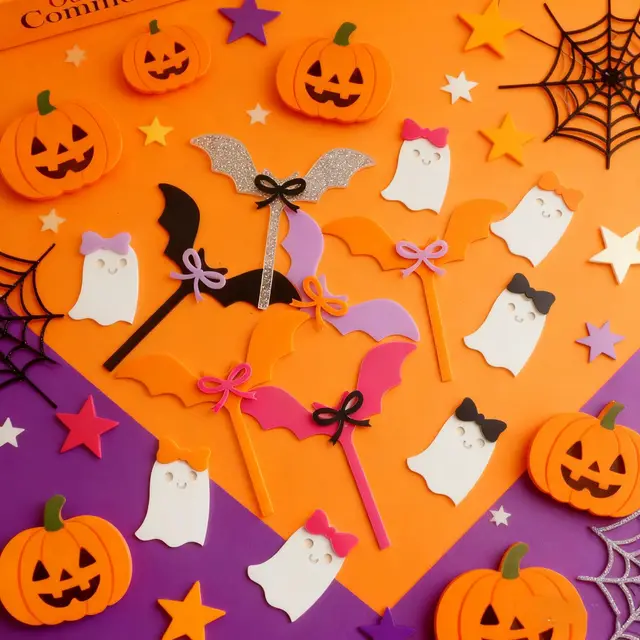 Halloween Acrylic Cake Decoration - Cute Bat Little Ghost Halloween Ghost Cake Decoration Acrylic Cake Topper