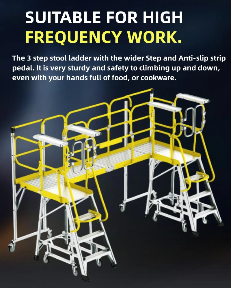 Customized Madular Aluminum Assembly Handrail Work Platform Stairs Aluminum Movable Step Work Platform Insulation Ladders