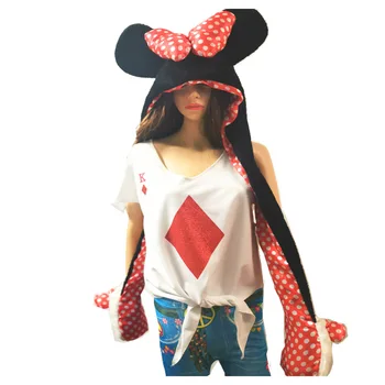 Adult Children Winter Warm Plush Gifts Wild Animal Plush Hat mickey mouse hat with Hood Scarf