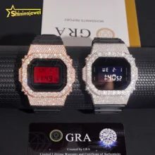 Custom Watch Accessories Watch Case Hip Hop Iced Out 925 Silver DW5600A1 D VVS Moissanite Watch Bezel GRA Certificated