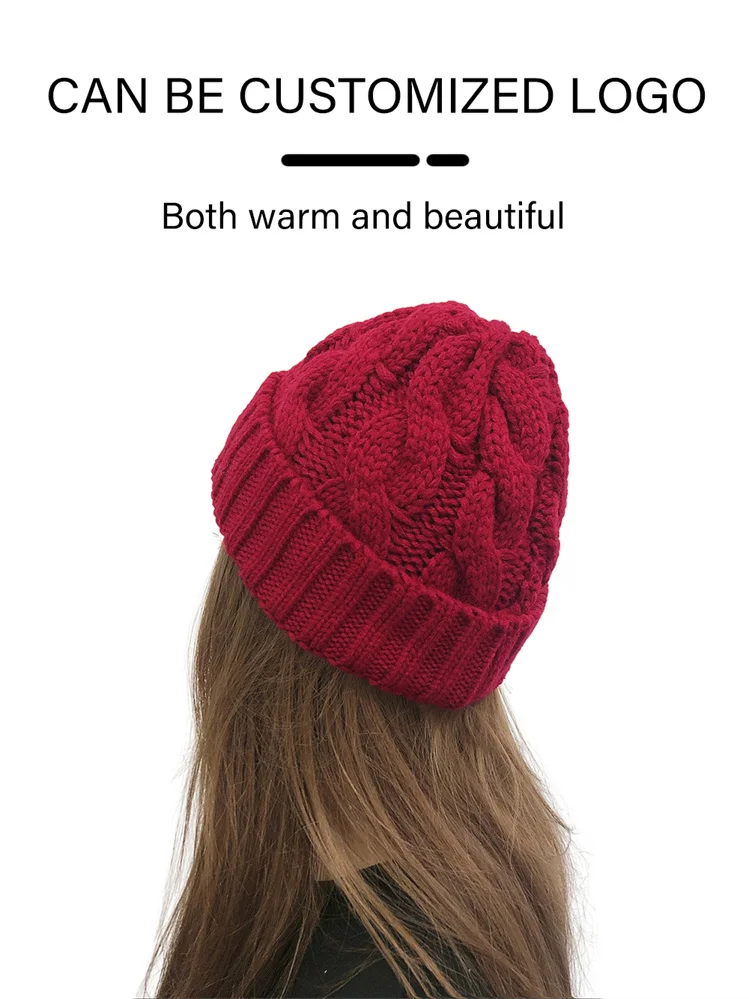 Headwear Plain Black Knitted Beanie Hat 