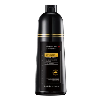 Private label professional chemical free non allergic herbal permanent natural black color shampoo hair dye