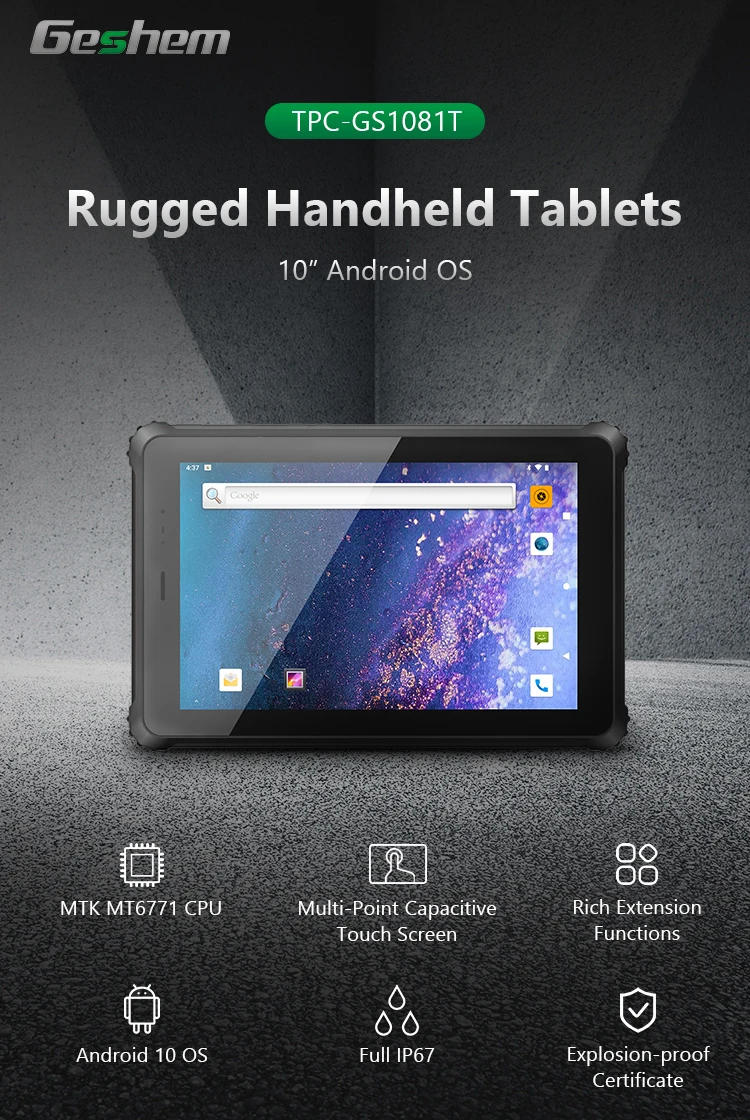 Rugged Android Tablet Barcode Scanner 10 Inch Handheld 4G LTE Android Rugged Tablet 1000Nits Sunlight Readable Ip67 Waterproof Nfc Rfid Reader 1D 2D Barcode Scanner