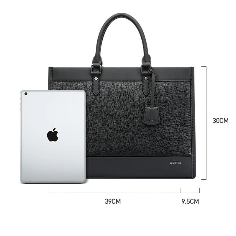 New Design Custom Office Laptop Bag 15.6 Inch Lightweight Men Documents Genuine Leather Briefcase