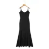 black slip dress