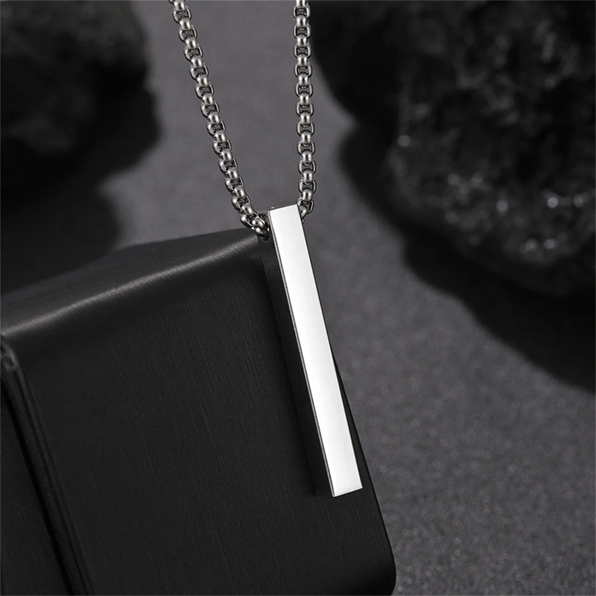 Titanium Steel Simple Chains With Stick Pendant Necklace for Men Trendy Daily Street Neck Accessories 2024 Fashion Jewelry Gifts