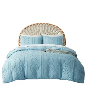 Custom Texture Tufted Textured Comforter Cover Set Jacquard Geometric Stripe Duvet Cover Set