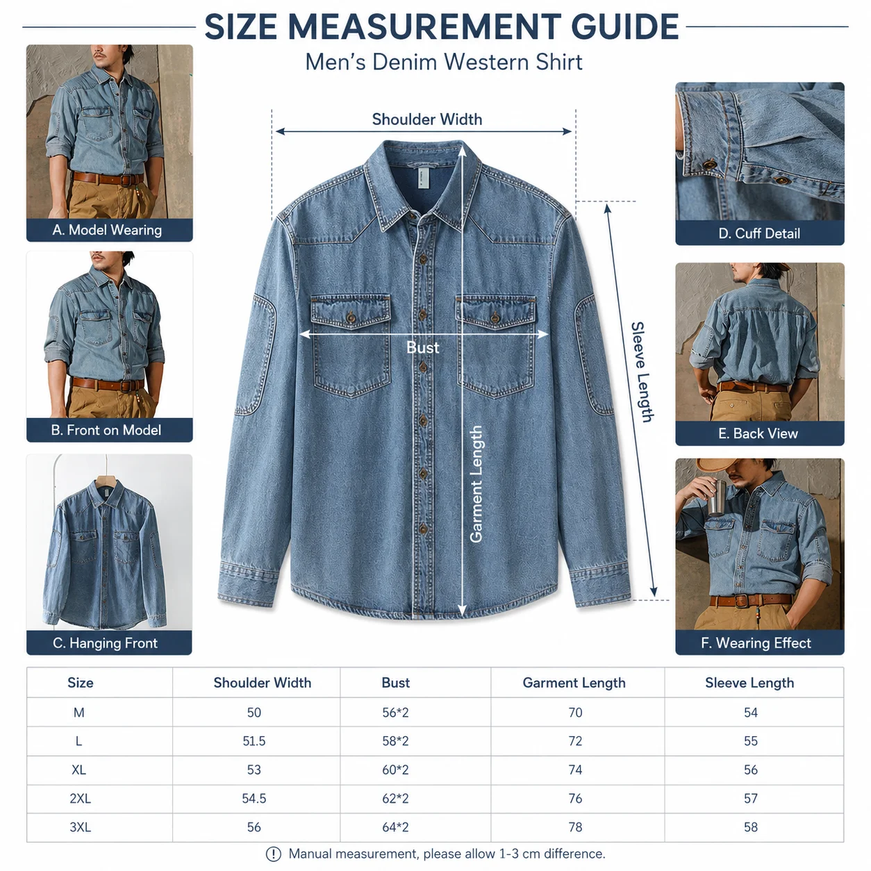 American Retro Western Cowboy Shirt Men Amekaji Long Sleeve Casual Denim Workwear Washed Tough Guy Jacket