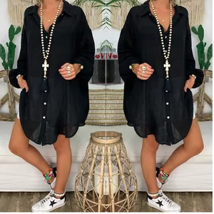 2026 Summer Plus Size Women's Button Loose Long Sleeved Casual Shirt
