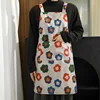 Blue and white floral pattern (do not wipe hands) overalls