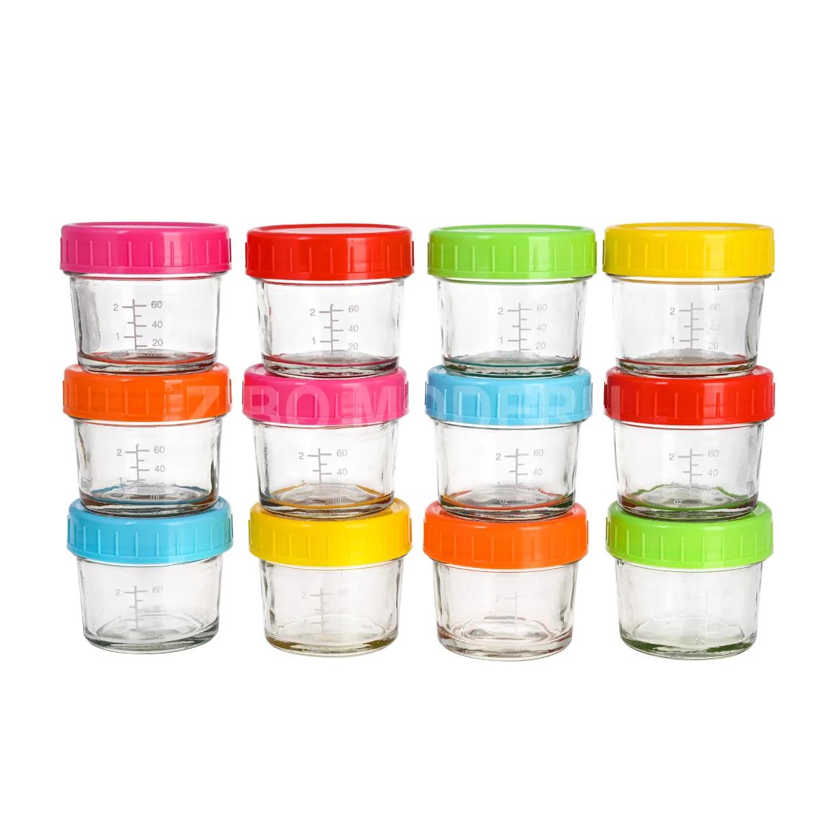 4 унции/120 мл стеклянная банка для детского питания, контейнеры для хранения детского питания с красочной крышкой, набор 12 канистр для детского питания