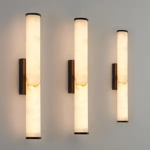 Copper Wall Sconce Lamp Background Natural Marble Indoor Wall Lamps for Home Hotel Bedroom