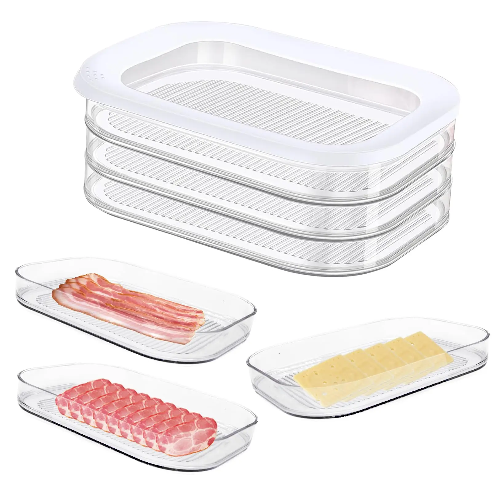 New Trend Stackable Deli Meat Container for Fridge BPA Free Meal Prep Container Food Storage Box With Lid
