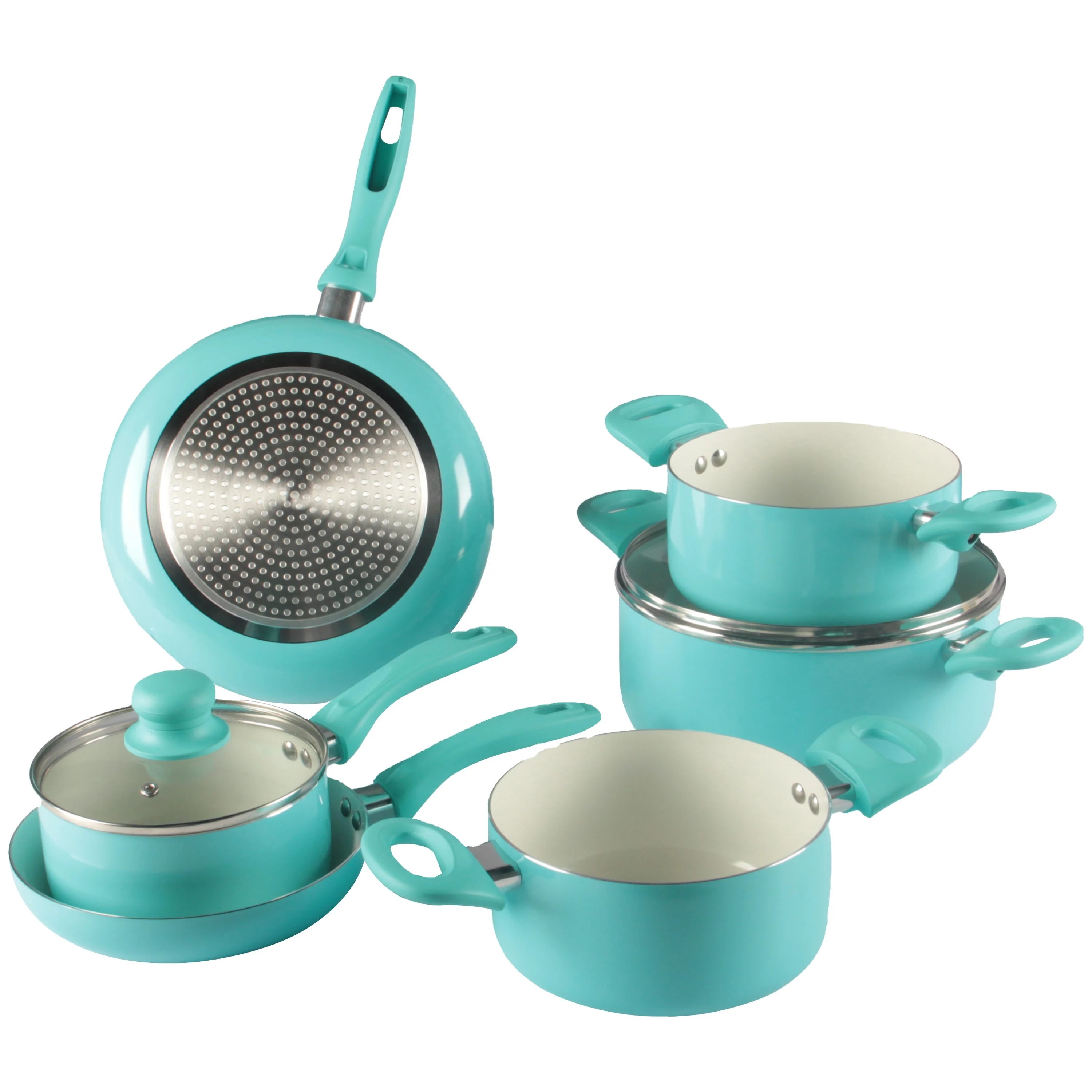 Multi-function 6 Pieces Pressed Aluminum Cooking Pot Set Ceramic Non-stick Cookware With Bakelite Handle