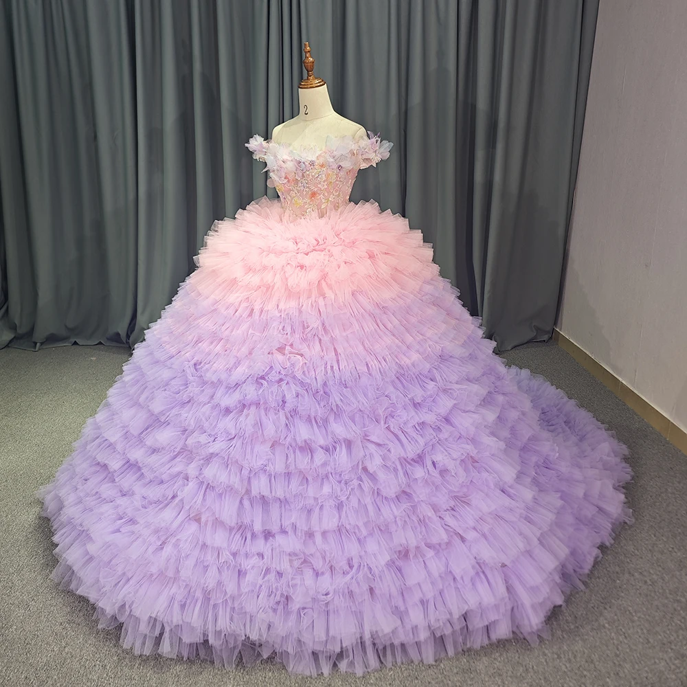 strapless open back dress Purple Ruffle Sleeve Slit Side Tulle Maxi Dress – Aquarius Brand