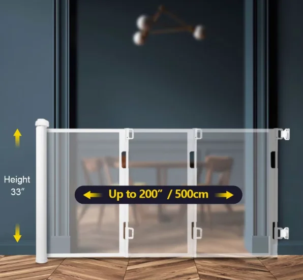 New Design Retractable Gate Baby Safety Extendable Gate Stairs Safety Door Fence