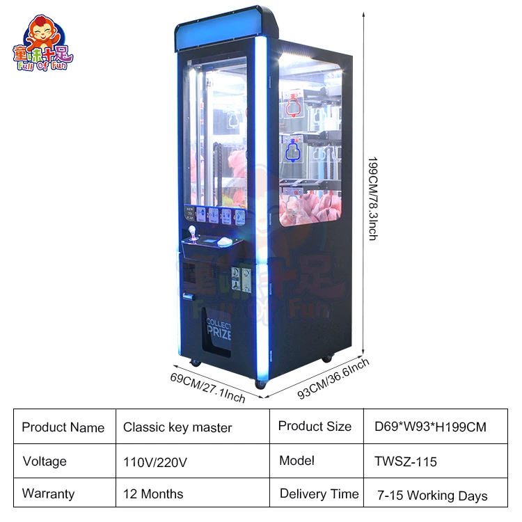 Coin Operated Porous Gold Key Game Key Universal Toy Receiver Claw Claw Vending Machine Vending Machine Arcade