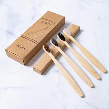 Popular Premium 4-Packs Bamboo Toothbrush Kit Biodegradable Soft Bristle Promotional Premium Kit