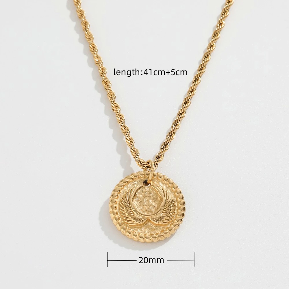 Joolim 18k Gold Plated  Rope Chain Stylish  Angel Wings Pendant Necklace Stainless Steel Fashion Jewelry
