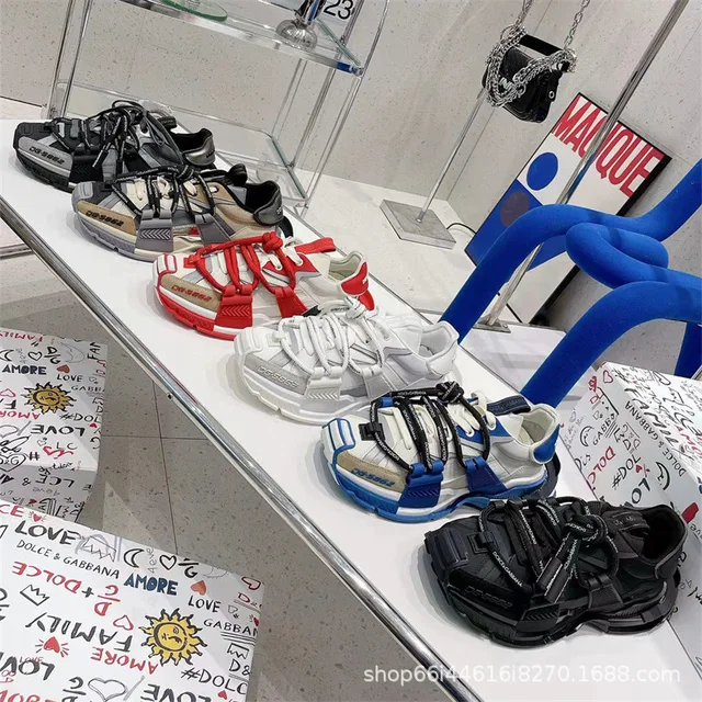 European Station's New Spring Men's Basketball Style Shoes Genuine Leather Breathable Thick-soled Sneakers Low-top Dad Shoes