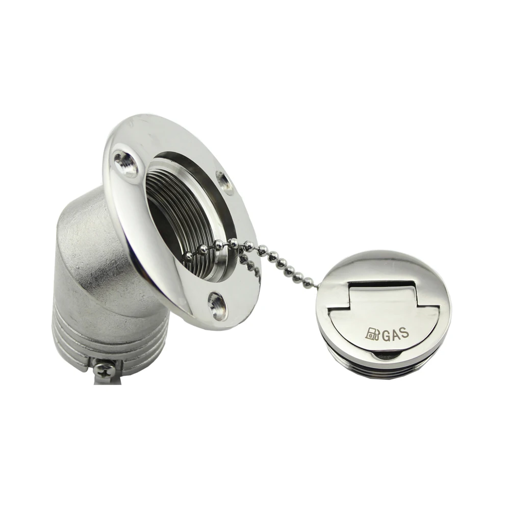 45 Degree Stainless Steel 316 Deck Filler Cap FUEL 38mm Marine Boat