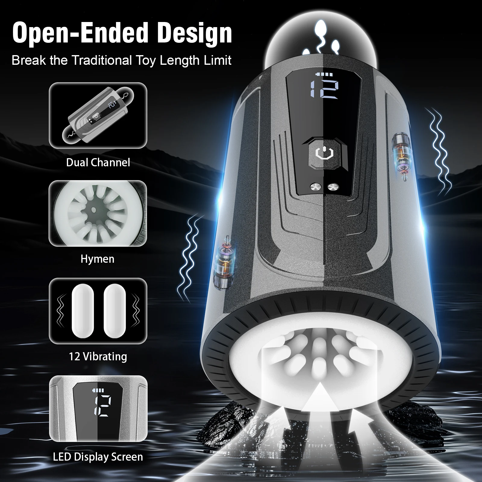 Automatic Electric Vibrating Male Masturbator Machine for Man Open Ended Dual Channel Masturbation Cup Erotic Toys