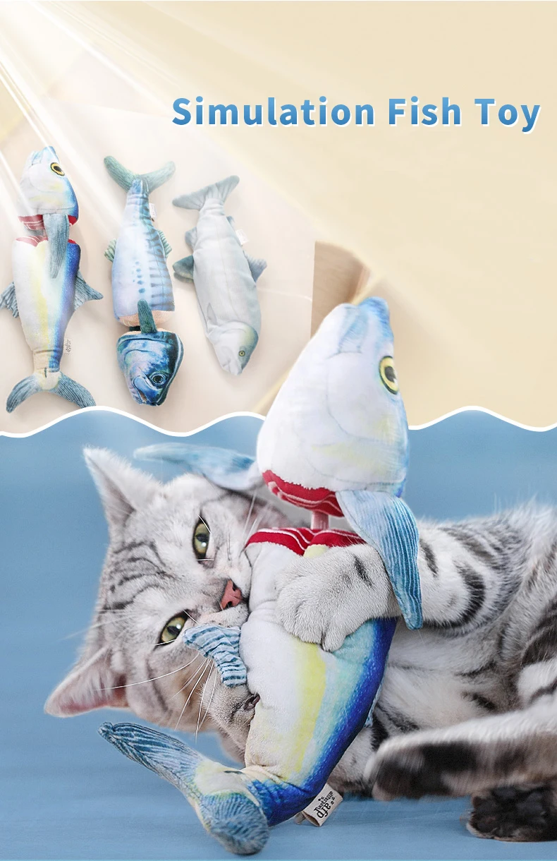 AFP  Soft Plush Catnip Cat Chew Kicker Toys Fun Chopped Tuna Mackerel Fish Cat Cuddler Toy for Cats Exercise