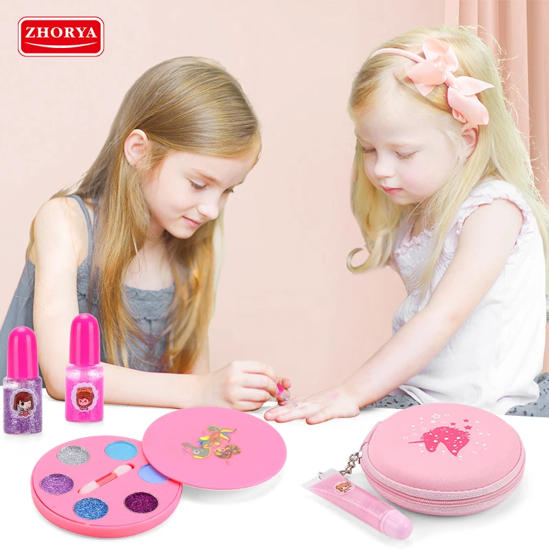 Zhorya diy organic lipgloss brush baby pretend play set make up cosmetic toy kit for kid girl