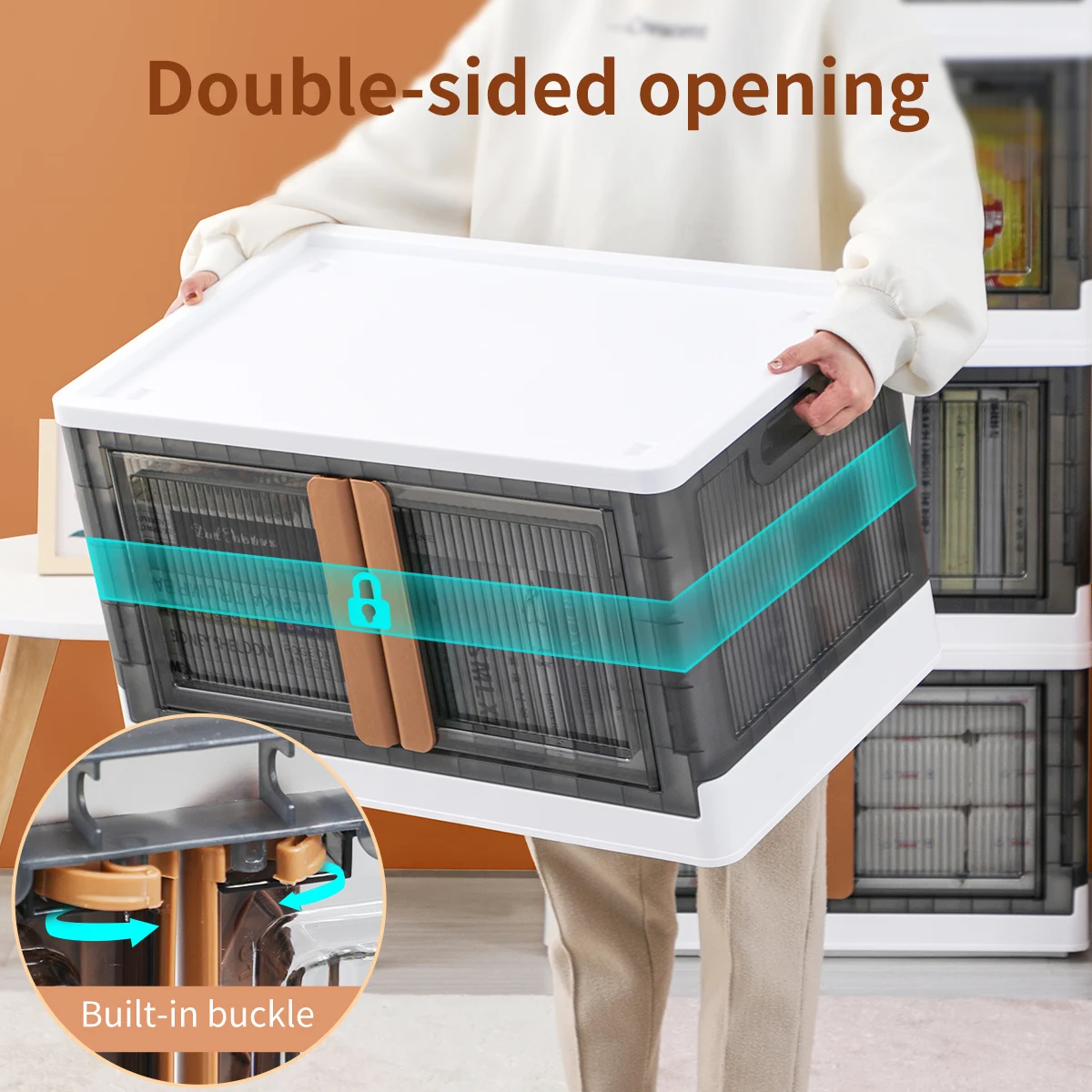 HAIXIN 蓋付き収納ボックス HAIXIN 3個セット 72L ホットセール 高品質 耐久性のある折りたたみ式