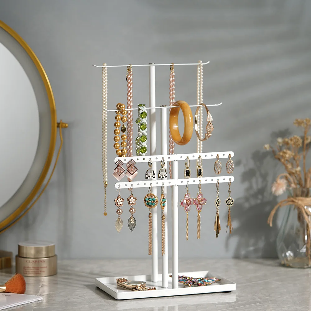 Bars White Jewelry Stand For Necklace Earring Display Oem