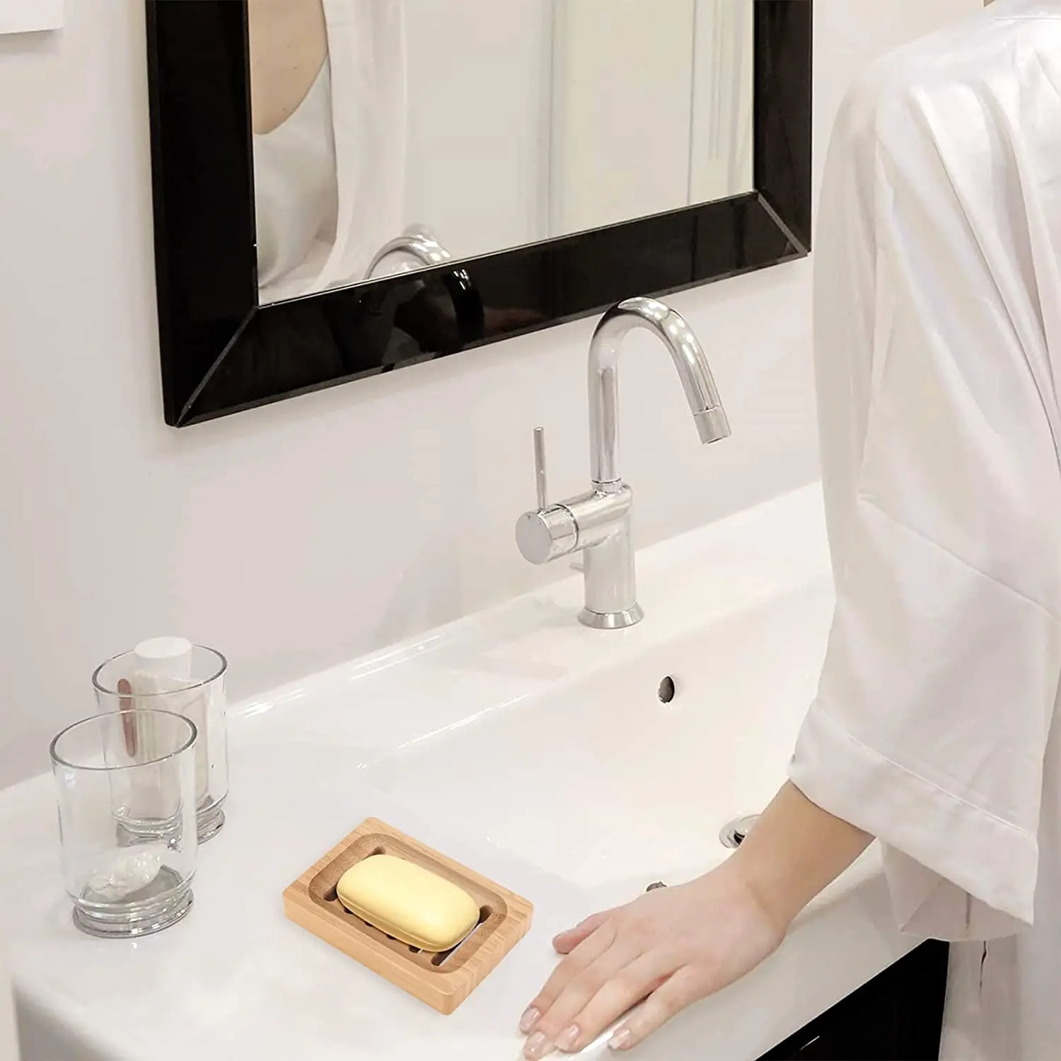 3pcs Wooden Soap Dish, EcoFriendly Natural Saver Holder Tray for