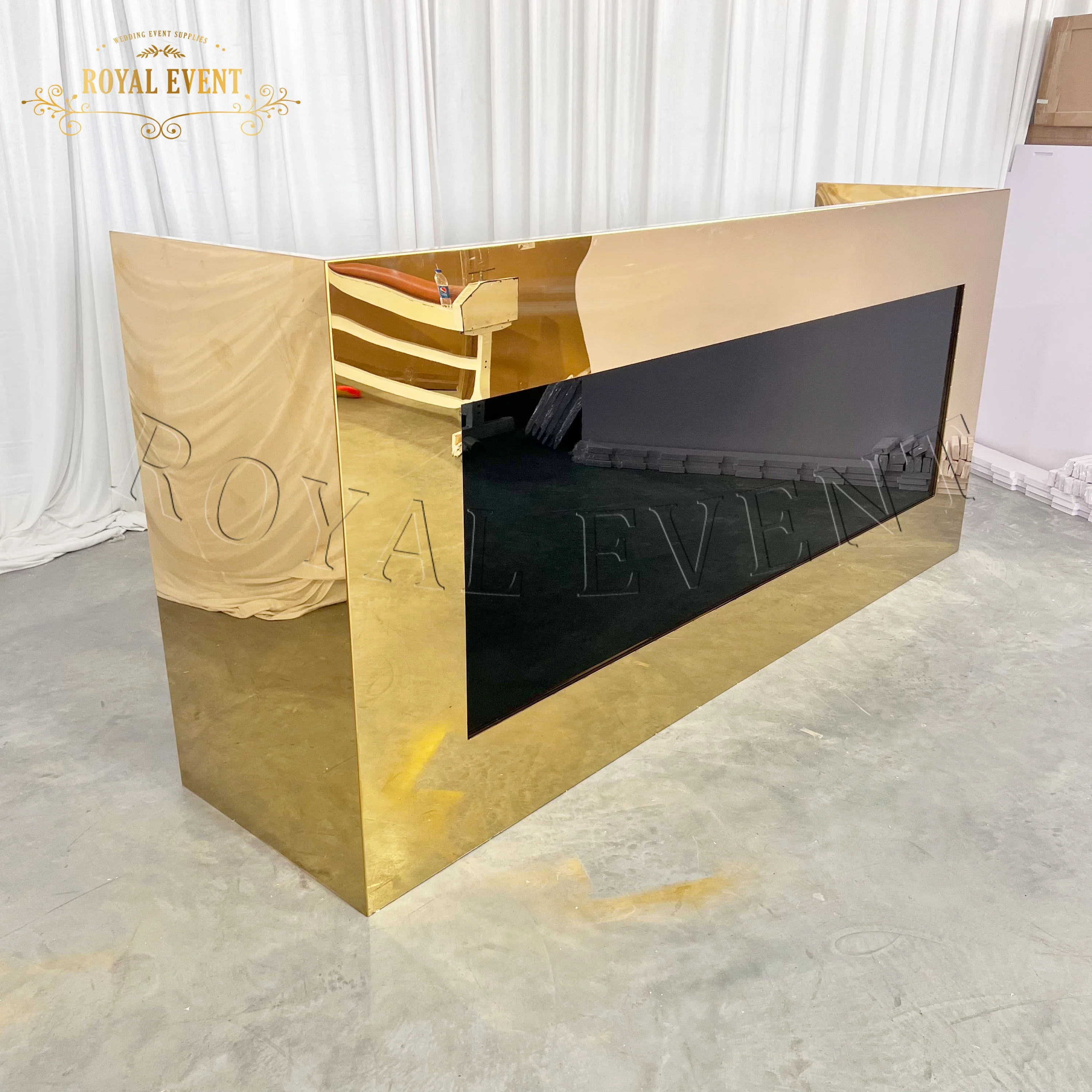 New Design Gold Stainless Steel High Bar Table Furniture Rectangular