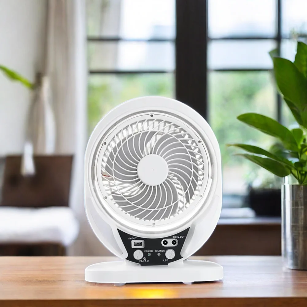 Wholesale Multifunctional Low Price Home Outdoor Desk Fan 8 Inch Mini Table Solar Panel Fan With LED Light