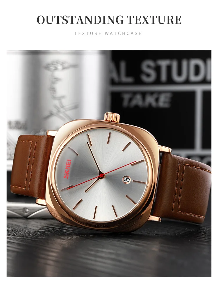 SKMEI-montre à Quartz étanche 3ATM en cuir PU, pour hommes, smartwatch japonais tendance, Style Simple, offre spéciale, collection 9266