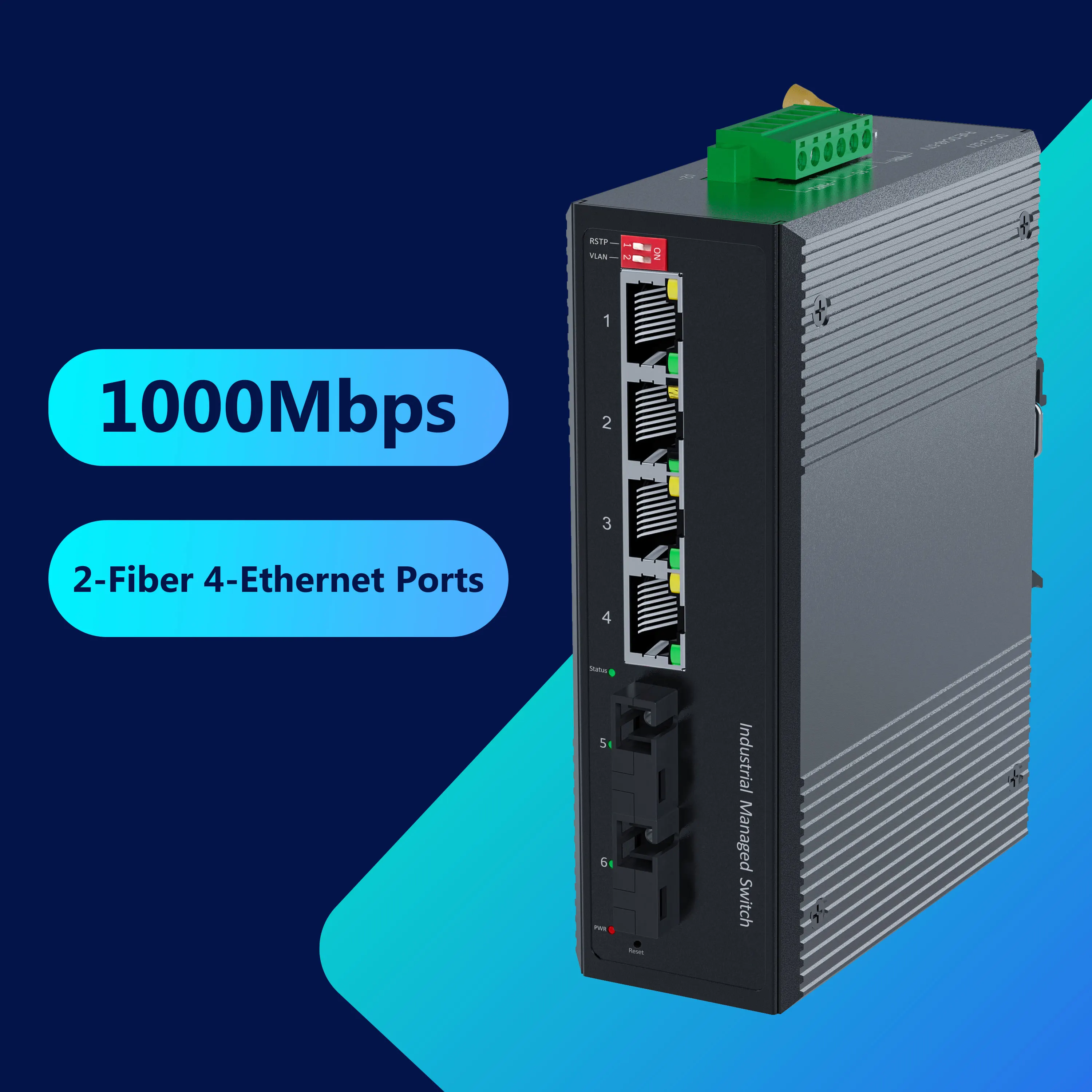 Web Managed Gigabit Industrial Switch with 2 SFP Slots VLAN/STP/RSTP/QoS Dual Power 12G Backplane for Rugged Networks