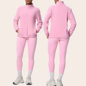 Wholesale Women's Sports Jacket Yoga Wear Leggings Suit Running Fitness Yoga Sports Suit 2-piece Set