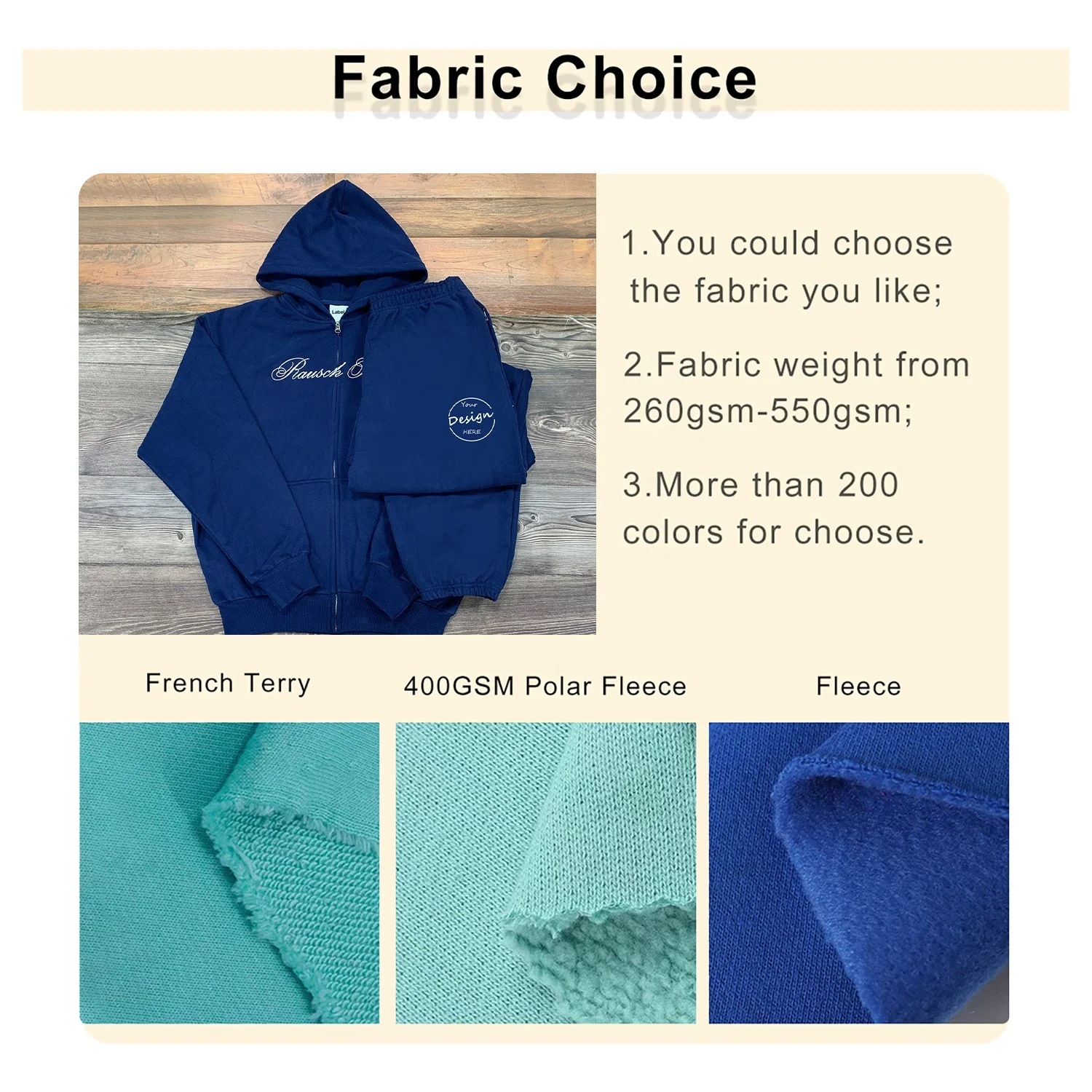 Wholesale Full Zip up Hoodies and Sweatpants Set 3d Embroidery Heavy Weight Men Tracksuit High Quality