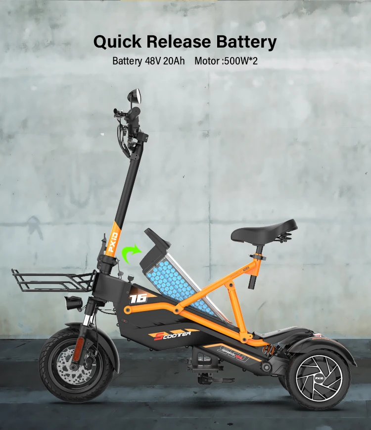 Retail Price 3 Wheel Electric Scooter For Delivery 1000w Scooter Dual