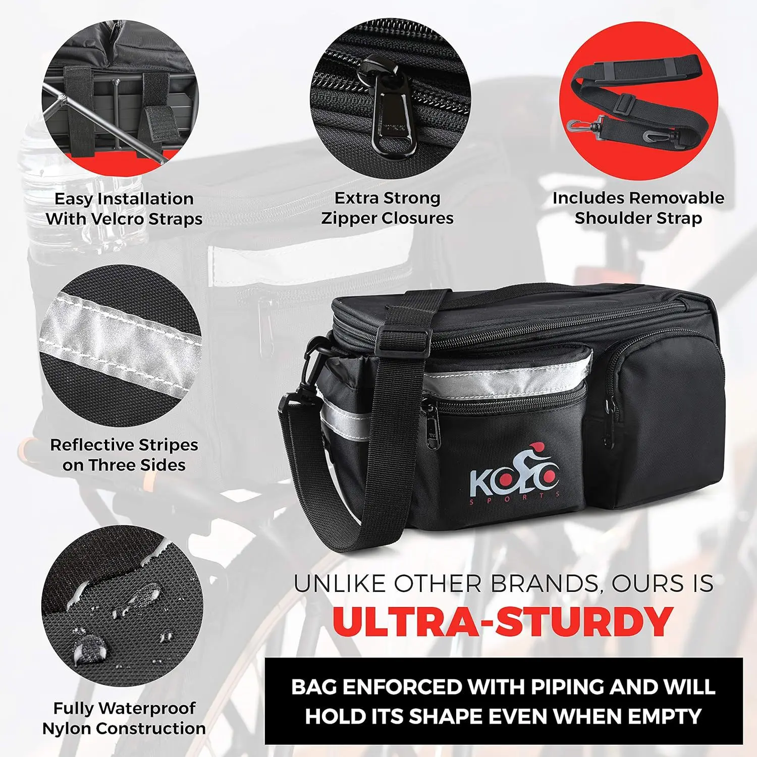 Fashionable Waterproof Soft Rear Rack With Physiological Curve, Back Zipper, Geometric Pattern, Polyester Bicycle Bag_voghion.com