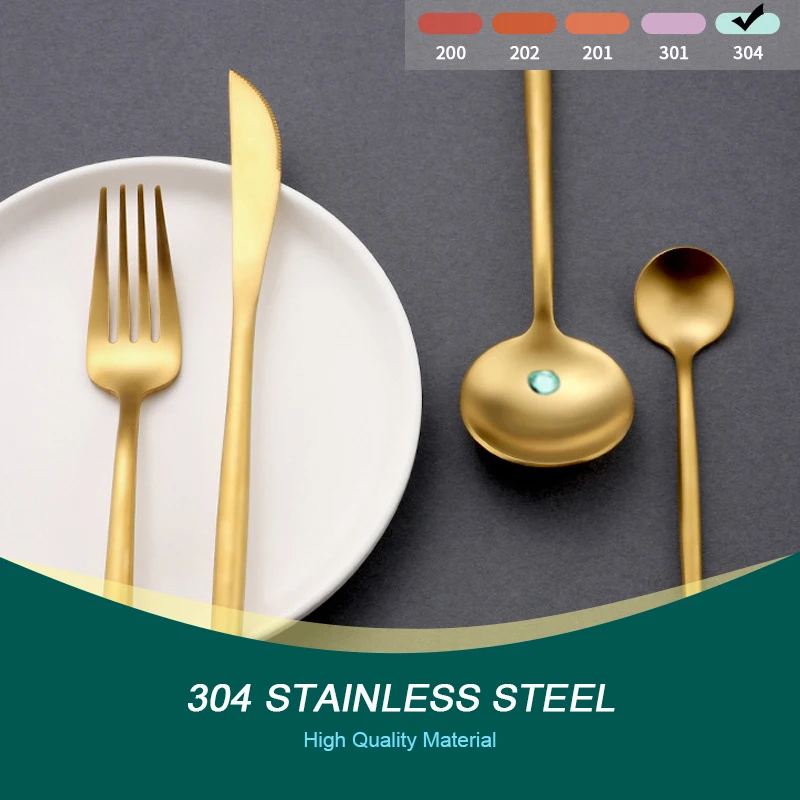 Portuguese Luxury Flatware Sets Silver And Gold Matte Polishing