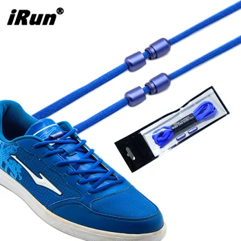 iRun Custom Logo Blue Metal Screw Lace Lock No Tie Shoelaces System Connector Stoppers Shoe Laces